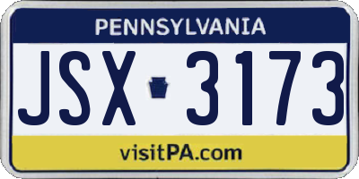 PA license plate JSX3173