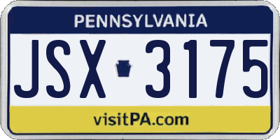 PA license plate JSX3175