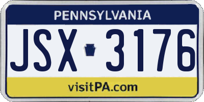 PA license plate JSX3176