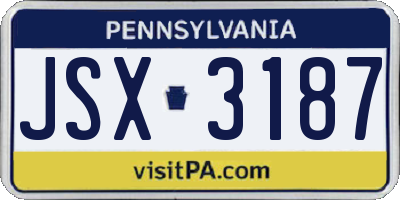 PA license plate JSX3187