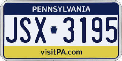 PA license plate JSX3195