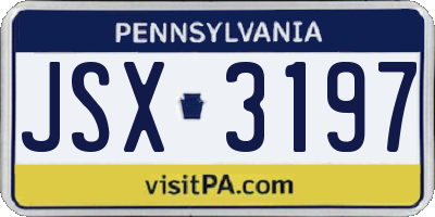 PA license plate JSX3197