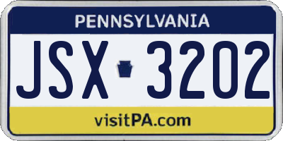 PA license plate JSX3202