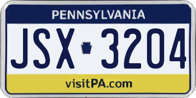 PA license plate JSX3204