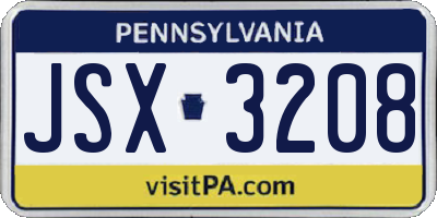 PA license plate JSX3208