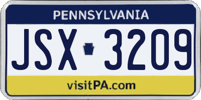 PA license plate JSX3209
