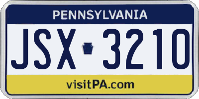 PA license plate JSX3210