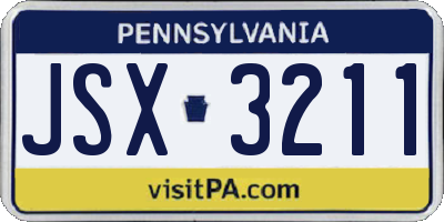 PA license plate JSX3211