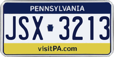 PA license plate JSX3213