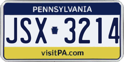 PA license plate JSX3214