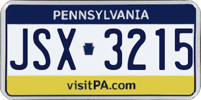 PA license plate JSX3215