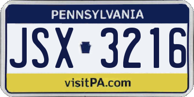 PA license plate JSX3216