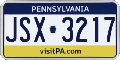 PA license plate JSX3217