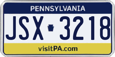 PA license plate JSX3218