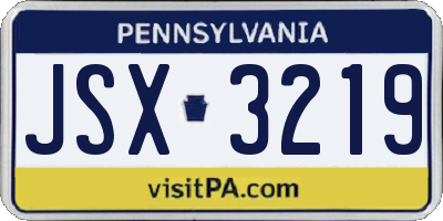PA license plate JSX3219