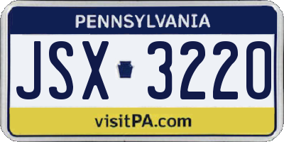 PA license plate JSX3220