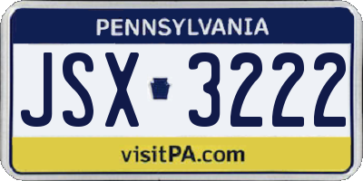 PA license plate JSX3222