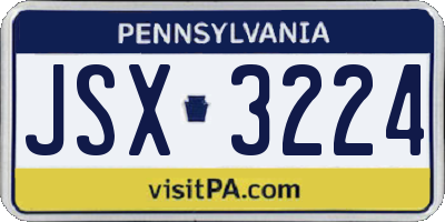 PA license plate JSX3224