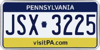 PA license plate JSX3225