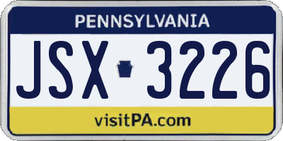 PA license plate JSX3226