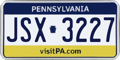PA license plate JSX3227