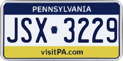 PA license plate JSX3229
