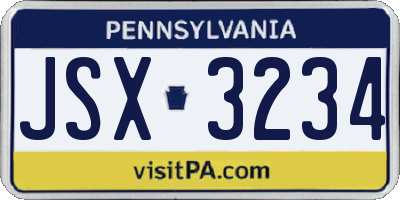 PA license plate JSX3234
