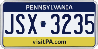 PA license plate JSX3235