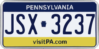 PA license plate JSX3237
