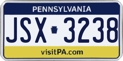 PA license plate JSX3238