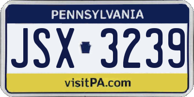 PA license plate JSX3239
