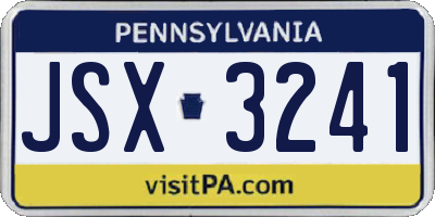 PA license plate JSX3241