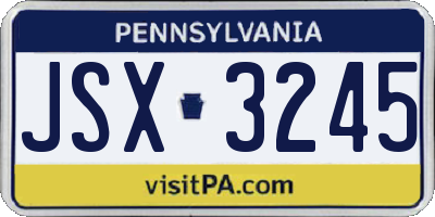 PA license plate JSX3245