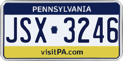 PA license plate JSX3246