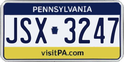 PA license plate JSX3247