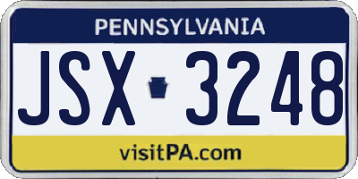 PA license plate JSX3248
