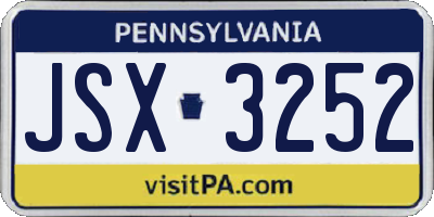 PA license plate JSX3252
