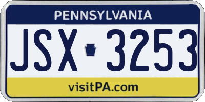 PA license plate JSX3253
