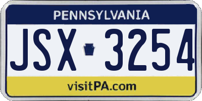 PA license plate JSX3254