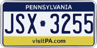 PA license plate JSX3255