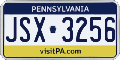 PA license plate JSX3256