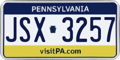PA license plate JSX3257