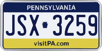 PA license plate JSX3259