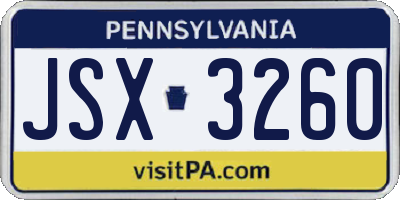PA license plate JSX3260