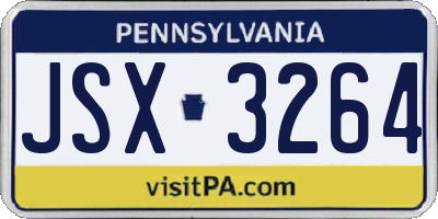PA license plate JSX3264