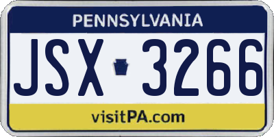 PA license plate JSX3266