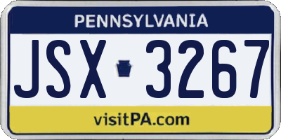 PA license plate JSX3267