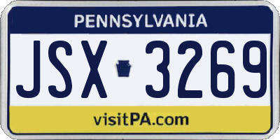 PA license plate JSX3269