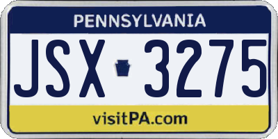 PA license plate JSX3275
