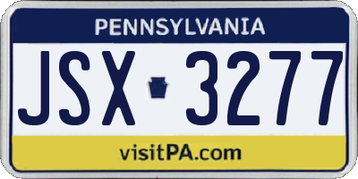 PA license plate JSX3277